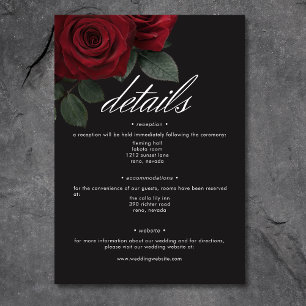 Elegant Moody Blood Red Roses Floral Details Enclosure Card