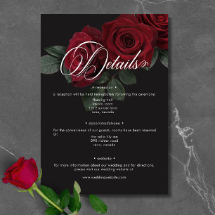 Elegant Moody Blood Red Roses Floral Details Enclosure Card