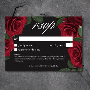 Elegant Moody Blood Red Roses Floral No Dinner RSVP Card