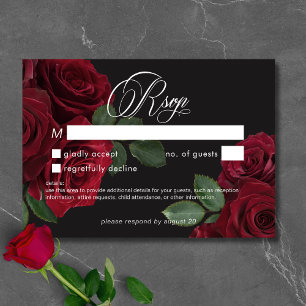 Elegant Moody Blood Red Roses Floral No Dinner RSVP Card