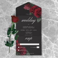 Elegant Moody Blood Red Roses Wedding No Dinner