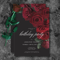 Elegant Moody Blood Roses Floral Birthday
