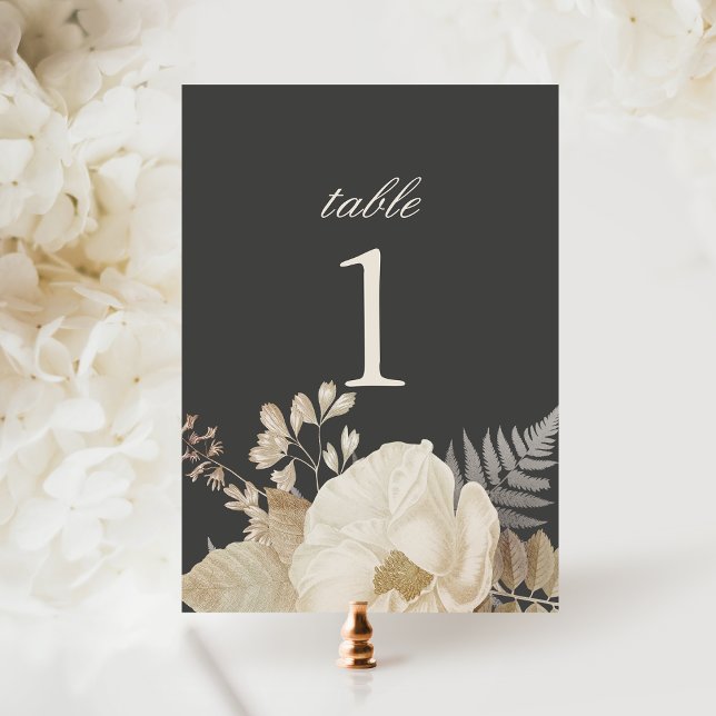 Elegant Moody Boho Floral Wedding Table Number (Creator Uploaded)