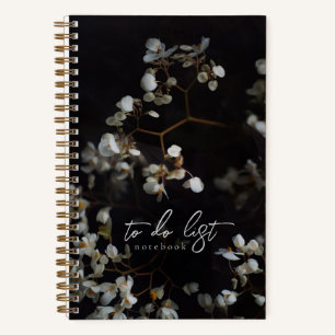 Elegant Moody Dark Floral To-Do List Notebook