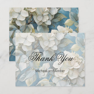 Elegant moody dusty blue watercolor florals thank you card