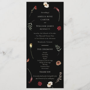 Elegant Moody Fall Autumn Wildflower Wedding Program
