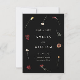 Elegant Moody Fall Autumn Wildflower Wedding Save The Date