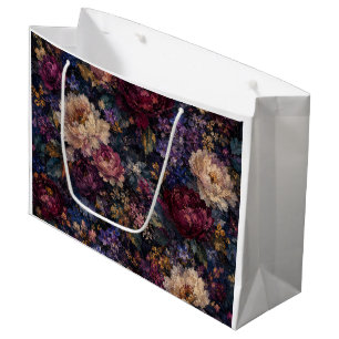 Elegant Moody Floral gothic Gift Wrap  Large Gift Bag