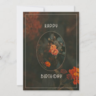 Elegant Moody Floral Happy Birthday Card