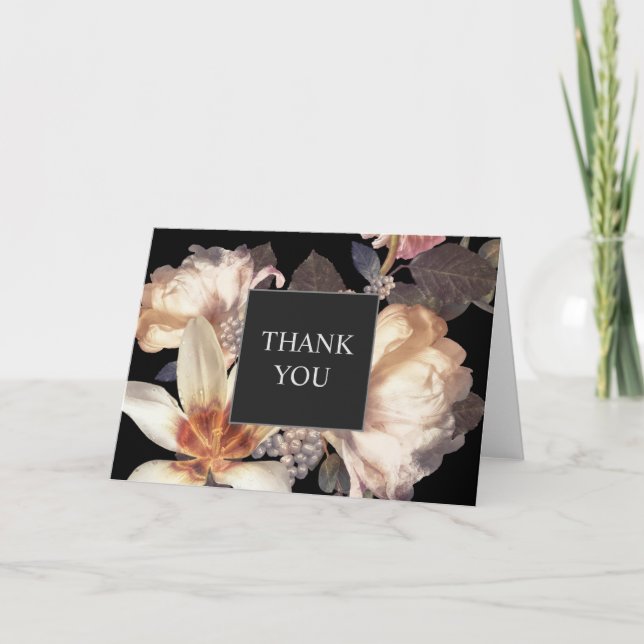 Elegant Moody Floral Thank You Card (Front)