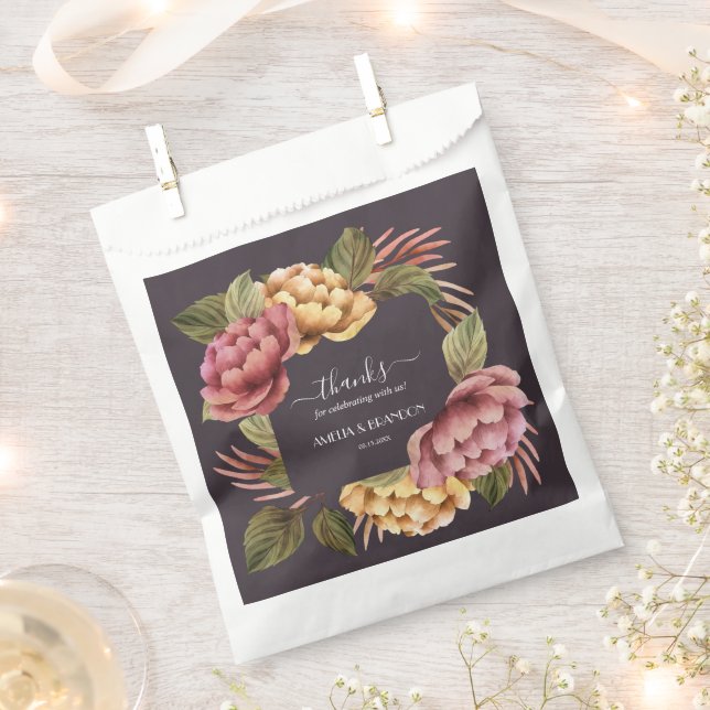 Elegant Moody Floral Wedding Favour Bag (Clipped)