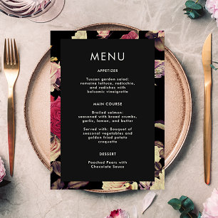 Elegant Moody Floral Wedding Menu
