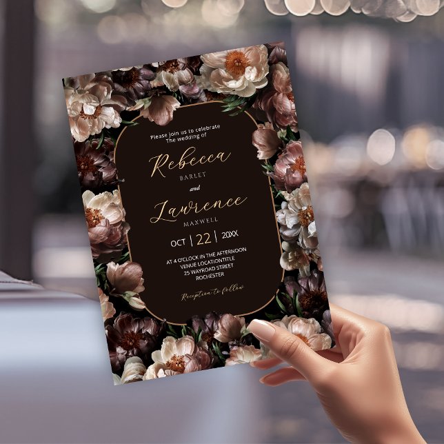 Elegant Moody flowers dark wedding Invitation (Creator Uploaded)