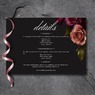 Elegant Moody Muted Rust & Burgundy Floral Details Enclosure Card