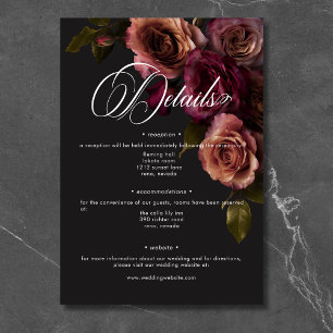 Elegant Moody Muted Rust & Burgundy Floral Details Enclosure Card