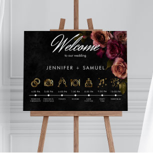 Elegant Moody Muted Rust Burgundy Order of Events Poster
