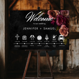 Elegant Moody Muted Rust Burgundy Order of Events Poster