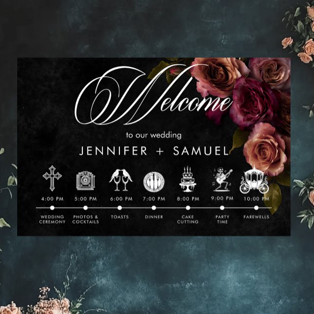 Elegant Moody Muted Rust Burgundy Order of Events Poster (Creator Uploaded)