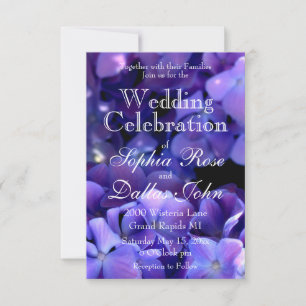 Elegant moody purple black floral Wedding Invitation