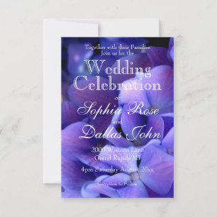 Elegant moody purple black floral Wedding Invitation