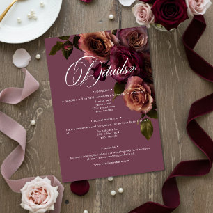 Elegant Moody Soft Rust & Burgundy Floral Details Enclosure Card