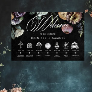 Elegant Moody Twilight Muted Floral Order Events Poster
