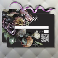 Elegant Moody Twilight Muted Floral QR Code