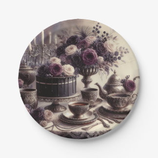 Elegant Moody Twilight Tea Party Paper Plate