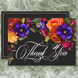 Elegant Moody Vibrant Harvest Floral Bridal Shower Thank You Card