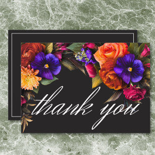 Elegant Moody Vibrant Harvest Floral Bridal Shower Thank You Card