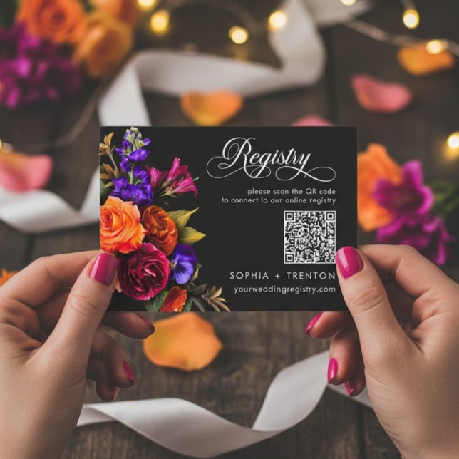 Elegant Moody Vibrant Harvest Floral Registry Enclosure Card (Elegant Moody Vibrant Harvest Floral Registry Enclosure Card)