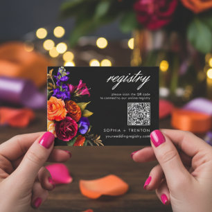 Elegant Moody Vibrant Harvest Floral Registry Enclosure Card
