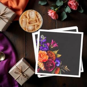 Elegant Moody Vibrant Harvest Floral Shower Napkin