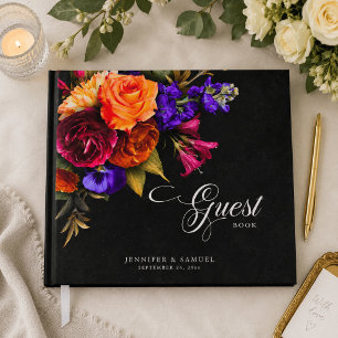 Elegant Moody Vibrant Harvest Floral Wedding Guest Book