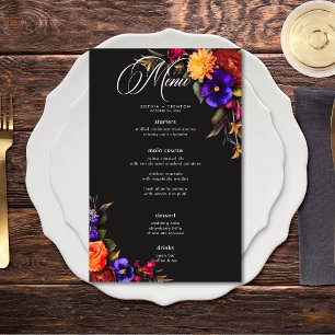 Elegant Moody Vibrant Harvest Floral Wedding Menu