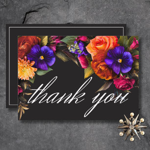Elegant Moody Vibrant Harvest Floral Wedding Thank You Card