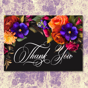 Elegant Moody Vibrant Harvest Floral Wedding Thank You Card