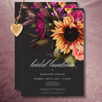 Elegant Moody Vibrant Sunset Floral Bridal Lunch