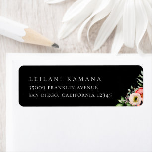 Elegant Moody Watercolor Floral Return Address Label