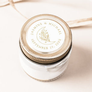 Elegant Moon and Stars Gold Wedding Favour Classic Round Sticker