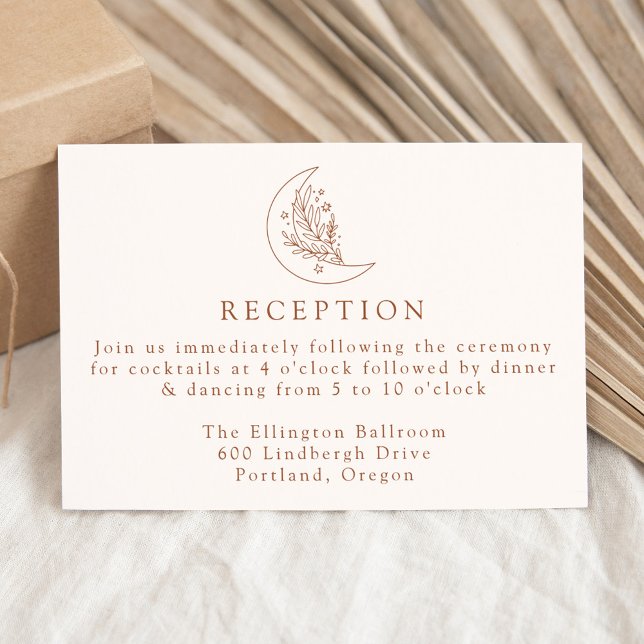 Elegant Moon and Stars Terracotta Reception Enclosure Card (Creator Uploaded)