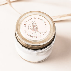 Elegant Moon and Stars Terracotta Wedding Favour Classic Round Sticker