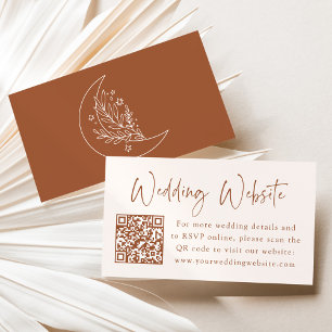 Elegant Moon and Stars Terracotta Wedding Website Enclosure Card