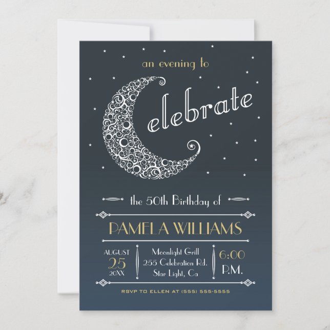 Elegant Moon Celebration Invitation II (Front)