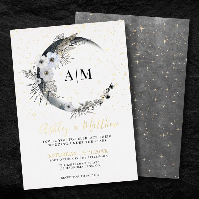 Elegant Moon Celestial Wedding Foil Invitation (Elegant Moon Celestial Wedding Foil Invitation)