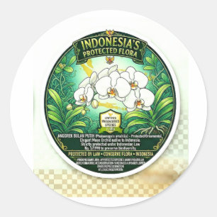 Elegant Moon Orchid Art - Iconic Indonesian Puspa  Classic Round Sticker
