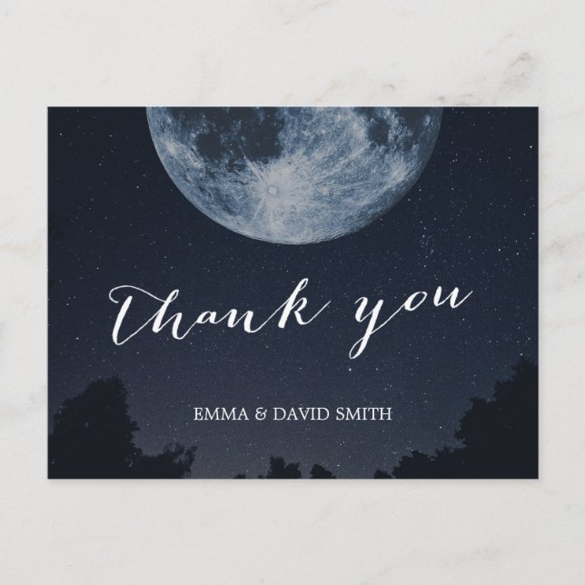 Elegant Moon & Stars Wedding Thank You Postcard (Front)