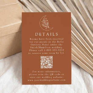 Elegant Moon Terracotta Wedding Details QR Code Enclosure Card