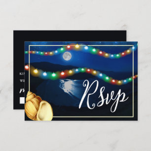Elegant Moonlit Beach Wedding RSVP Card