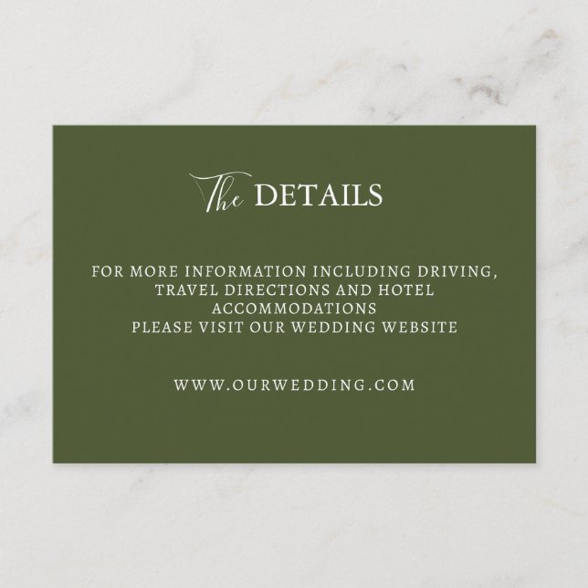 Elegant morden script wedding enclosure card (Front)